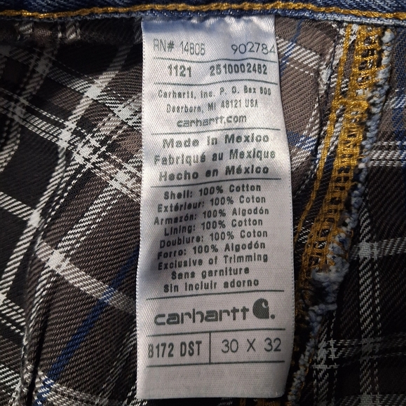 Carhartt Mens Winter Thermal Plaid Lined Blue Jeans Size 30x32 - Picture 13 of 16